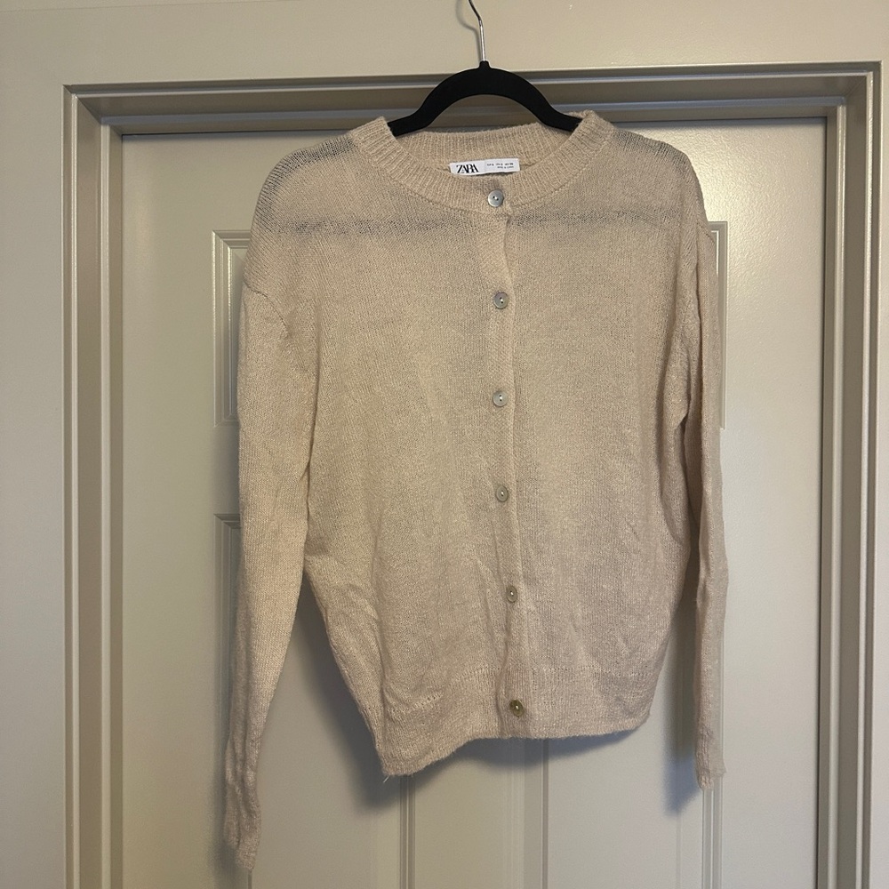 Zara Beige Button-Up Women's Cardigan